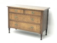 Edwardian walnut chest, two short and two long drawers, W107cm, H76cm, D45cm
