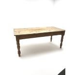 Rectangular pine farmhouse dining table with drawer to either end, L185cm, W91cm, H77cm