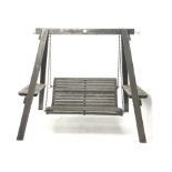 Wooden two seat garden swing, W197cm (max), H168cm