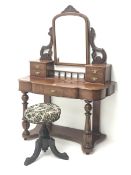 Victorian mahogany Duchess dressing table, arched bevelled swing mirror above four small drawers, s
