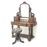 Victorian mahogany Duchess dressing table, arched bevelled swing mirror above four small drawers, s