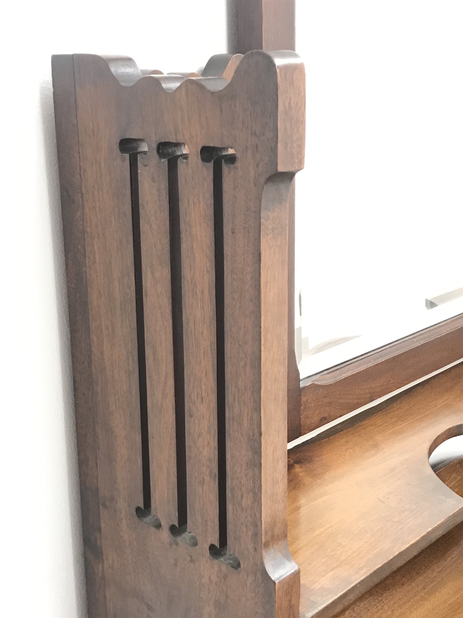 Edwardian walnut dressing chest fitted with two short and two long drawers and swing mirror, W107cm, - Image 2 of 4