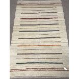 Shiraz Kilim beige ground rug, patterned stripes, 250cm x 155cm