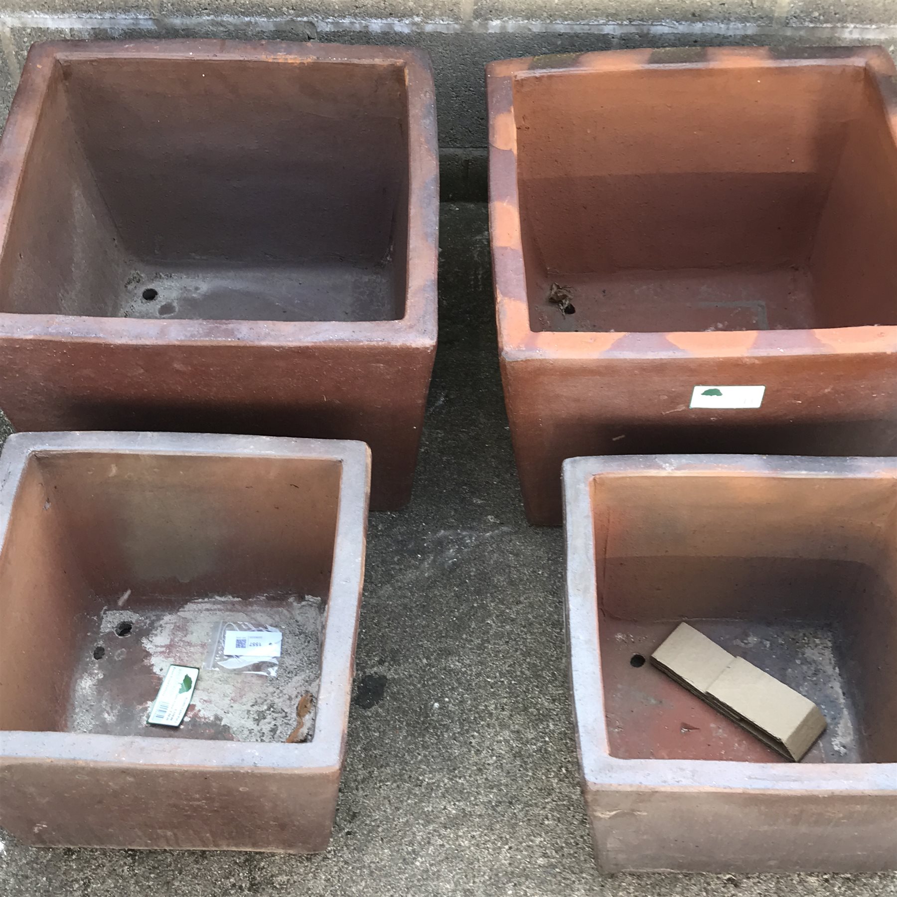 Two sets of two rustic cube plant pots, W56cm - Image 2 of 2