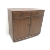 Erco elm Golden Dawn sideboard, two drawers above two cupboards, plinth base, W104cm, H94cm, D44cm