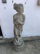 Composite stone figure of classical style woman on plinth, H136cm