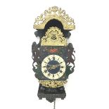 Early 19th century Dutch lantern clock with wall bracket, pierced and cast gilt metal decorative mou