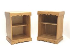 Pair pine bedside cupboards with single shelf, W47cm, D41cm, H67cm