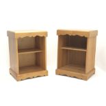 Pair pine bedside cupboards with single shelf, W47cm, D41cm, H67cm