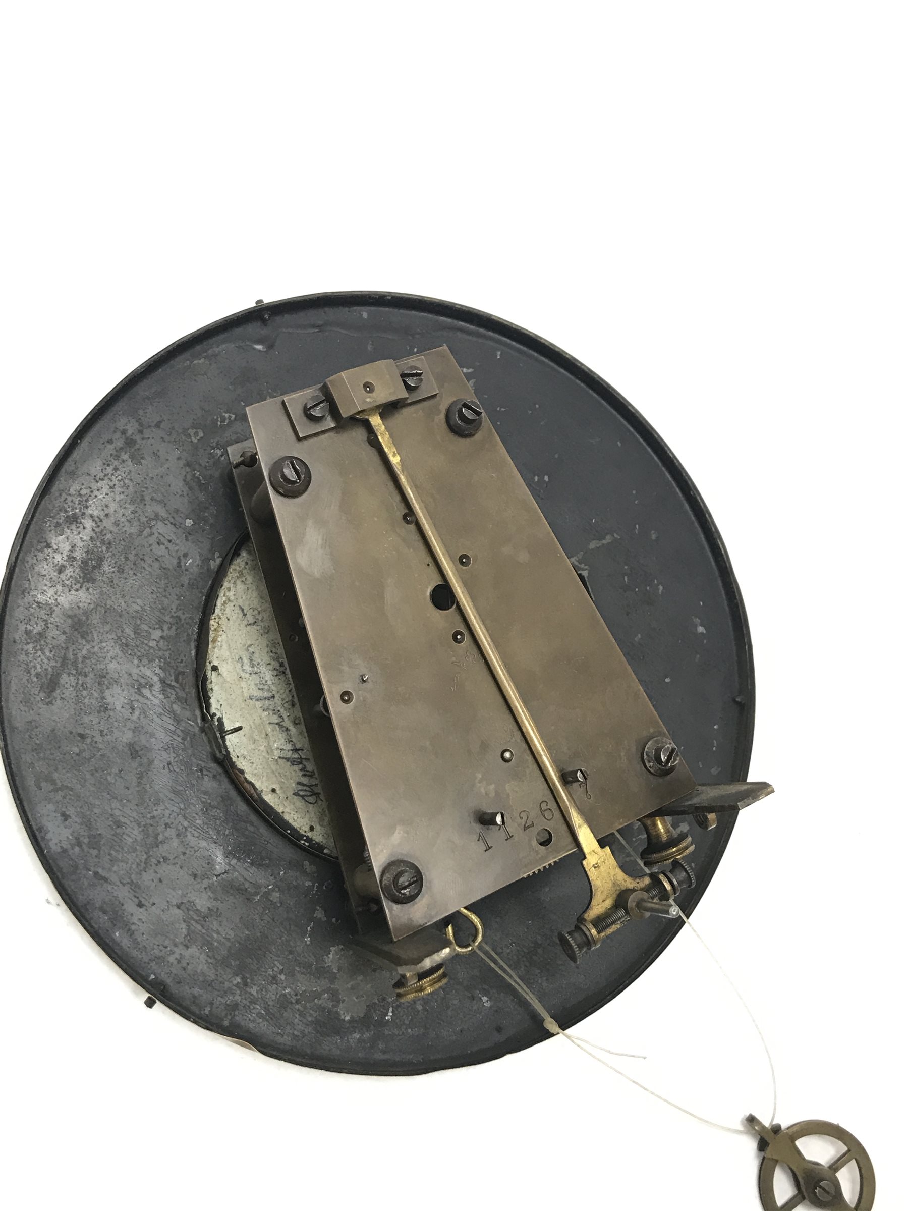 Early 20th century Vienna type regulator wall clock in ebonised case, circular Roman enamel dial wit - Image 5 of 5