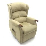 HSL electric reclining armchair, upholstered in a beige fabric, W77cm