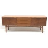 A H McIntosh - 1960s 'Sunburst' teak sideboard, two cupboards with sunburst veneered doors, three dr