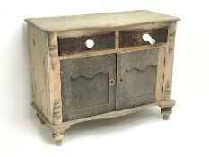 Victorian stripped pine washstand side cabinet, fitted with two short and two long drawers, W108cm,
