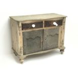 Victorian stripped pine washstand side cabinet, fitted with two short and two long drawers, W108cm,