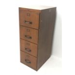 Abbess vintage oak filing cabinet, four drawers, W49cm, H130cm, D66cm