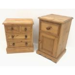 Solid pine bedside cabinet, single drawer above cupboard door, plinth base (W41cm, H67cm, D41cm) an