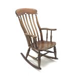 Victorian beech farmhouse rocking chair, W64cm