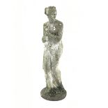 Weathered composite stone garden statue of a classical semi-nude women, H119cm