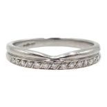 Platinum brilliant cut diamond half eternity ring, hallmarked