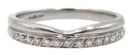 Platinum brilliant cut diamond half eternity ring, hallmarked