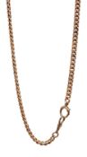 Rose gold watch chain with clasp, each link stamped 9 375, approx 29.1gm