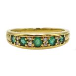 18ct gold emerald and diamond ring, hallmarked