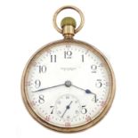 Early 20th century 9ct gold pocket watch by Waltham U.S.A, top wind, movement No.21718518, case by B