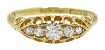 Victorian graduating five stone diamond ring, halllmarked, central diamond approx 0.25 carat