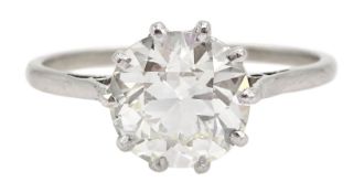 Platinum single stone diamond ring c.1940's, diamond approx 2.00 carat [image code: 5mc]