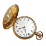 Rolex 9ct gold full hunter pocket watch top wind, case by Aaron Lufkin Dennison, Birmingham 1923