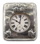 Goliath nickle pocket watch, case stamped 523607, in silver mounted case with embossed cherubs by Wi