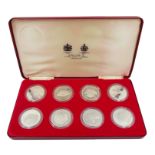 Eight Queen Elizabeth II sterling silver crown coins commemorating the Queen's 1977 Silver Jubilee,