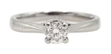 Platinum single stone round brilliant cut diamond ring, hallmarked, diamond 0.33 carat