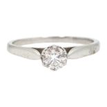 18ct white gold single stone diamond ring, hallmarked, diamond approx 0.25 carat