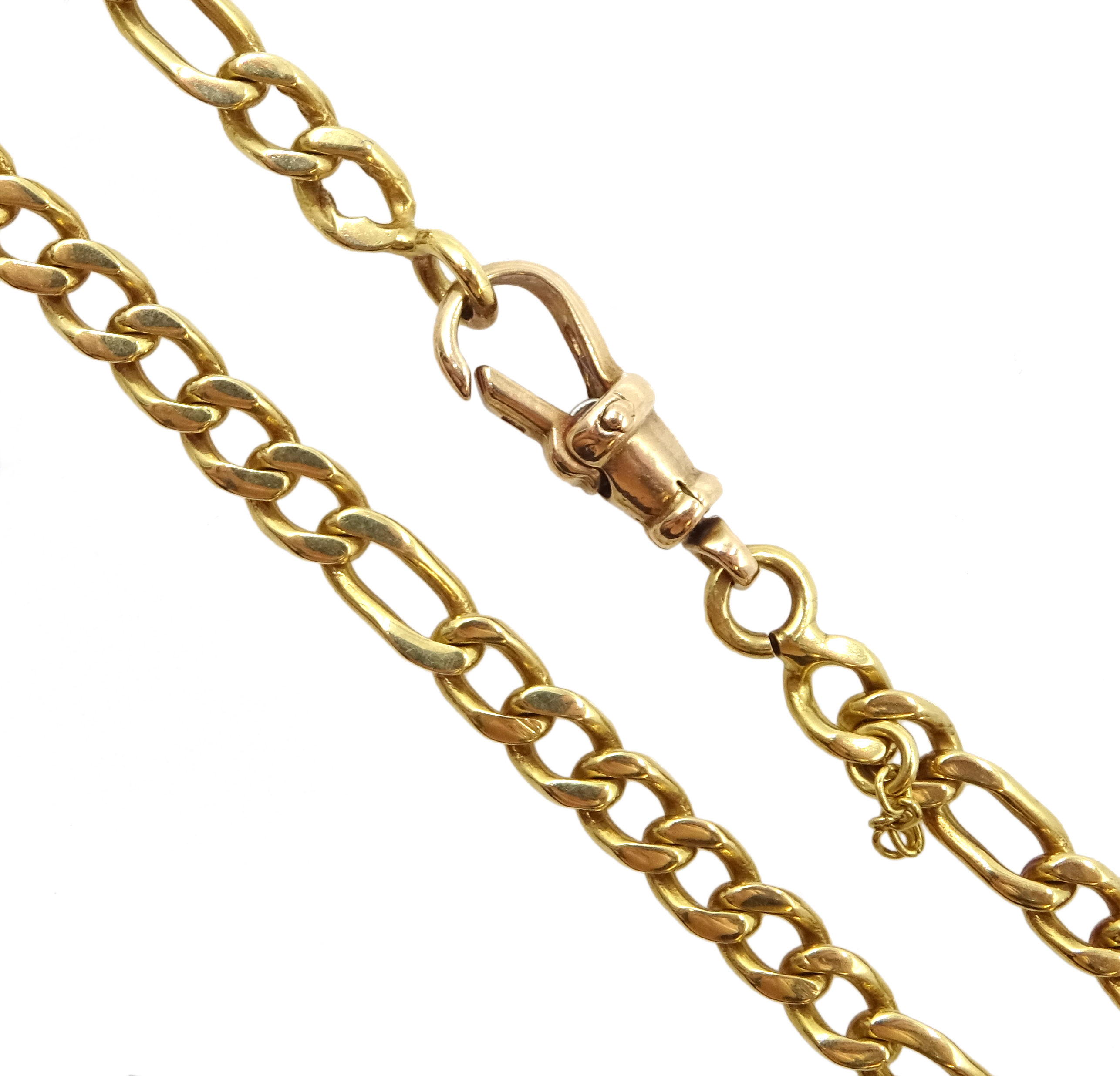 Gold figaro link chain necklace, stamped 18ct, with gold clip stamped 9kt - Image 2 of 2