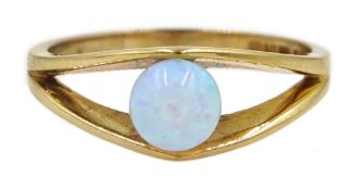 9ct gold single stone opal ring, hallmarked