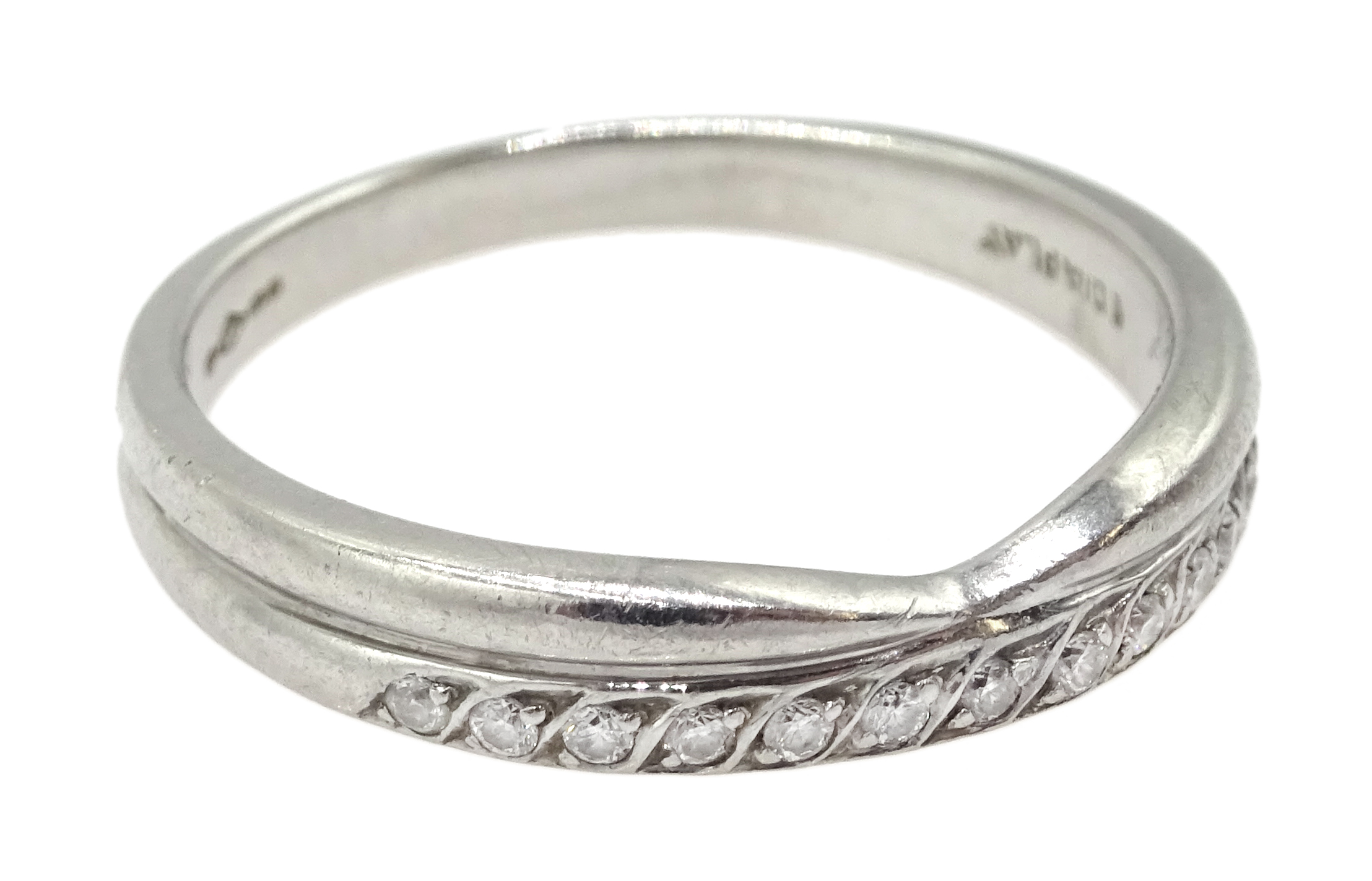 Platinum brilliant cut diamond half eternity ring, hallmarked - Image 2 of 3