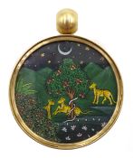 18ct gold hand painted Indian miniatures swivel pendant [image code: 6mc]