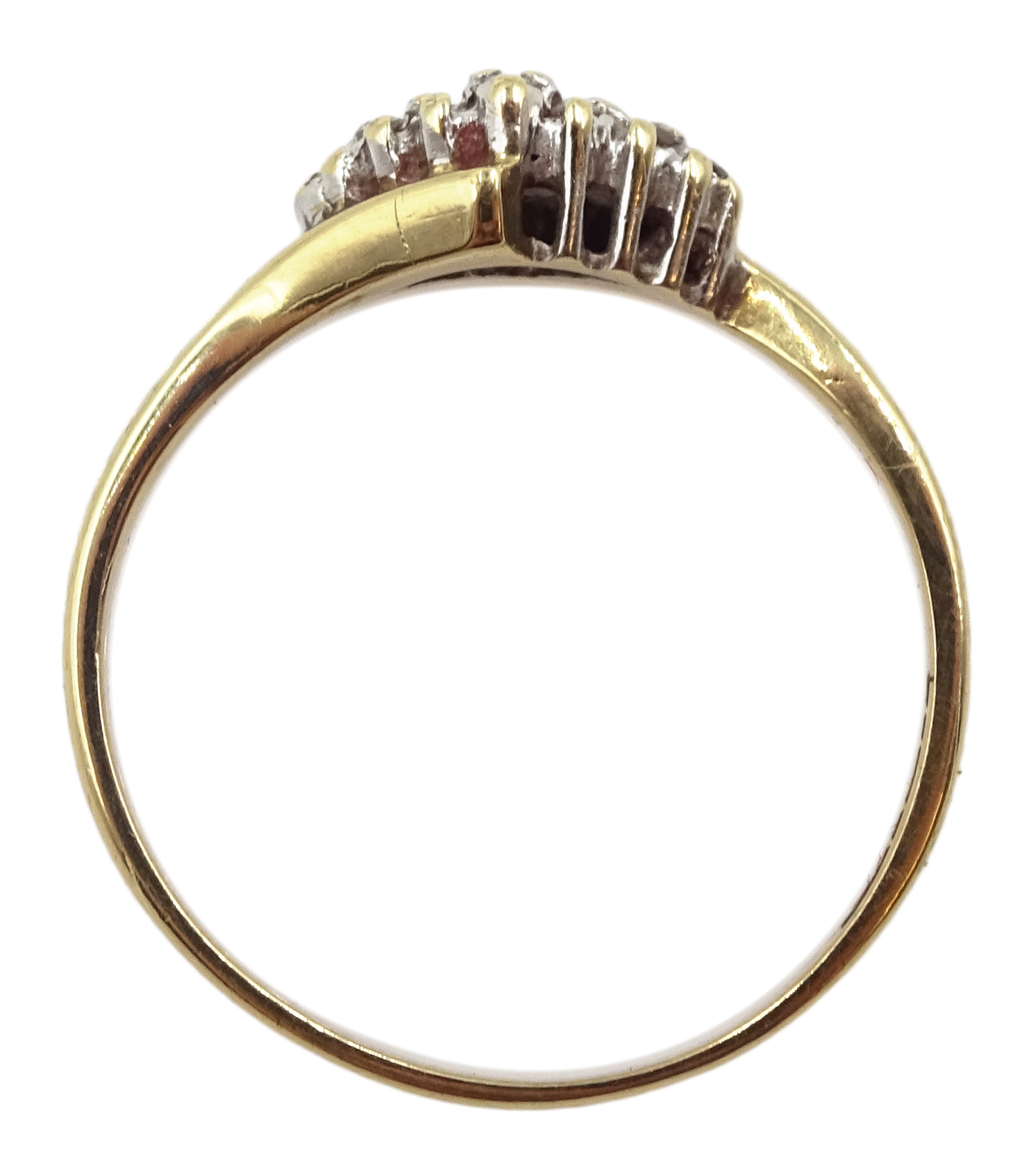 9ct gold diamond marquise shaped cluster ring, hallmarked - Image 3 of 3