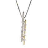 18ct yellow and white gold two row diamond pendant on 18ct gold necklace, hallmarked