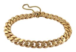 9ct gold flattened curb chain bracelet, hallmarked, approx 33.5gm
