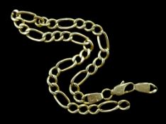 18ct gold figaro link chain bracelet, stamped 750