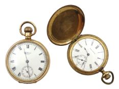 Waltham U.S.A Traveller gold-plated pocket watch, top wind, movement No.18748715, case by Dennison a