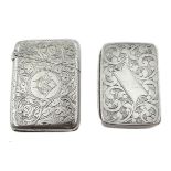 Victorian silver snuff box, bright cut decoration by John Rose, Birmingham 1899 and a vesta case by