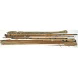 Three, three sectional cane rods including 'The Lightweight Thames Style' etc