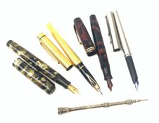 A vintage Parker Duofold fountain pen with 14K nib, together with a Swan Mabie Todd fountain pen wit