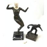 An Art Deco style bronze figure, modelled as a dancer with ivorine head and hands, raised upon a squ