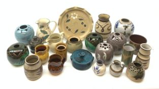 Various pieces of studio pottery including Sheldon Pottery, Bob March, Russ etc