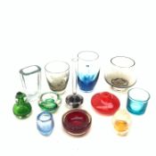 A selection of Art Glass, to include a paperweight with internal yellow drop centre designed by Cath