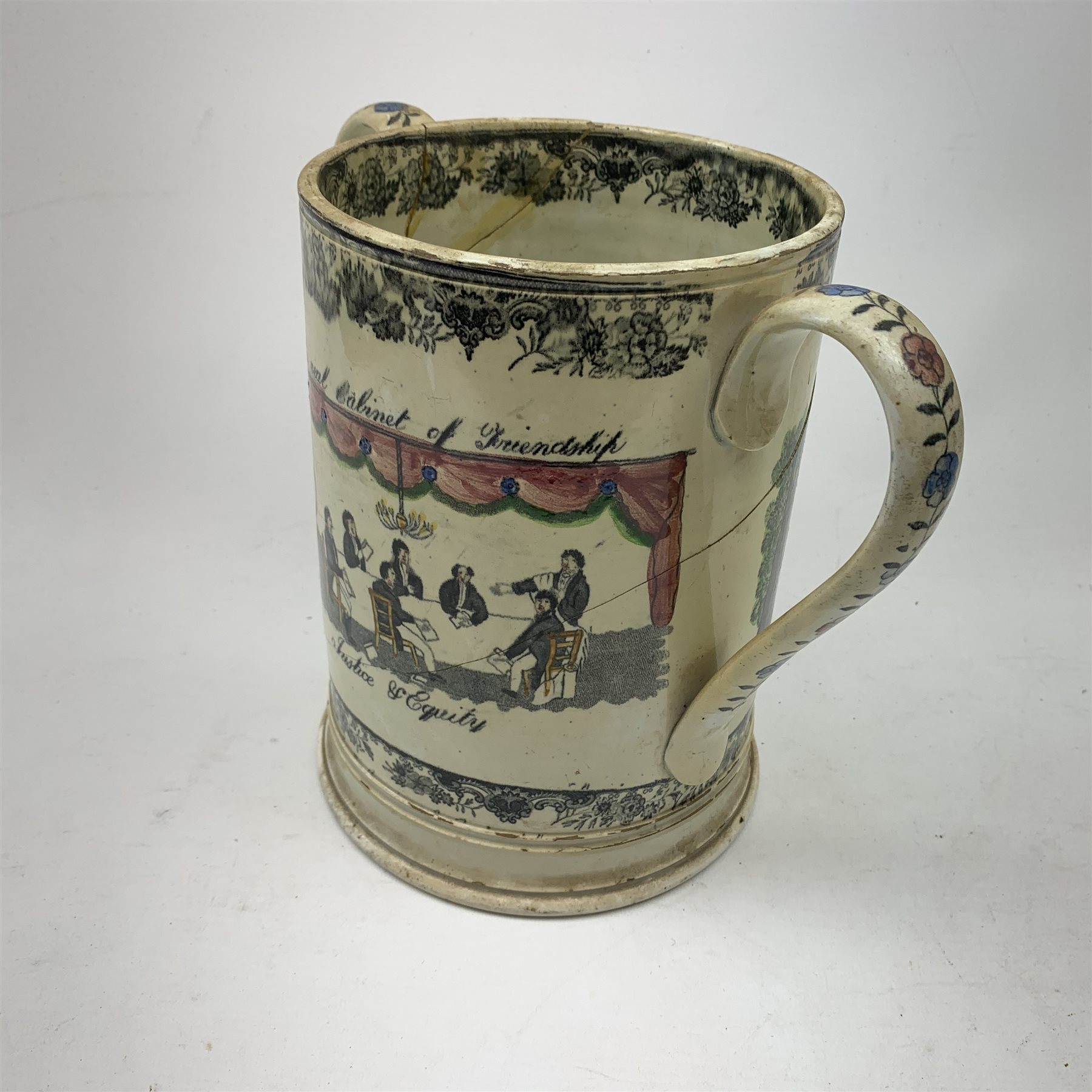 A large 19th century Staffordshire loving cup, detailed 'The Real Cabinet of Friendship Justice and - Image 8 of 27